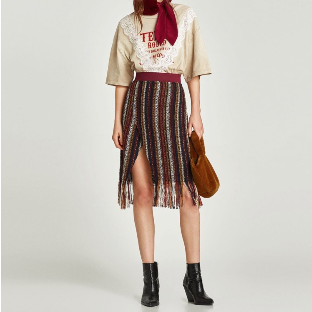 Knit midi skirt